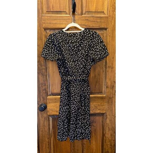 Heart Dress Size XL Elastic Waist Flutter Sleeves Flowy Slimming Faux Wrap Style - Picture 3 of 10